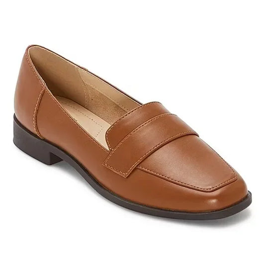 Women's Liz Claiborne Jansey Square Toe Loafers - Cognac - 8.5W - NIB