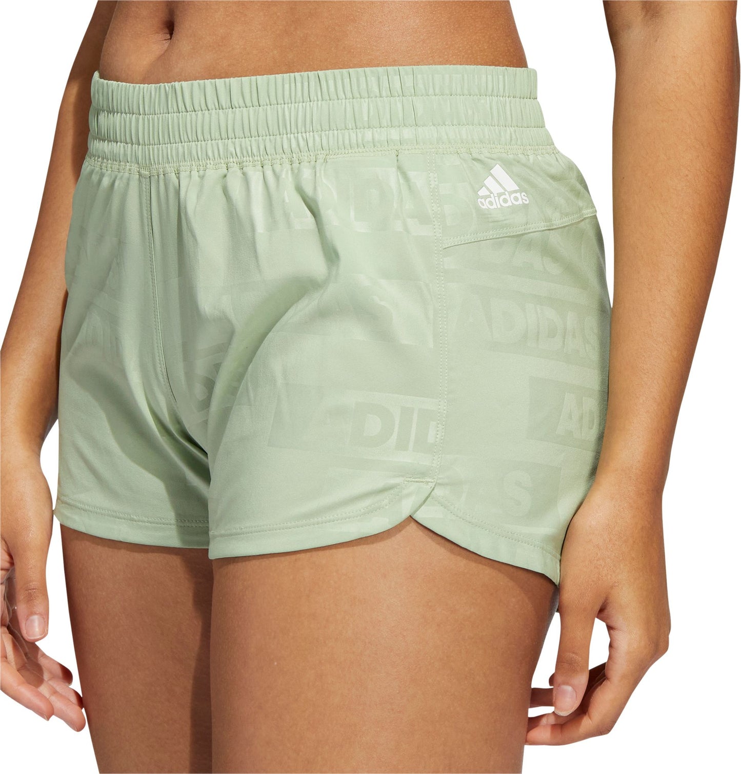 Adidas Women's Pacer Woven Deboss Shorts-Magic Lime/White-Various Sizes-NWT
