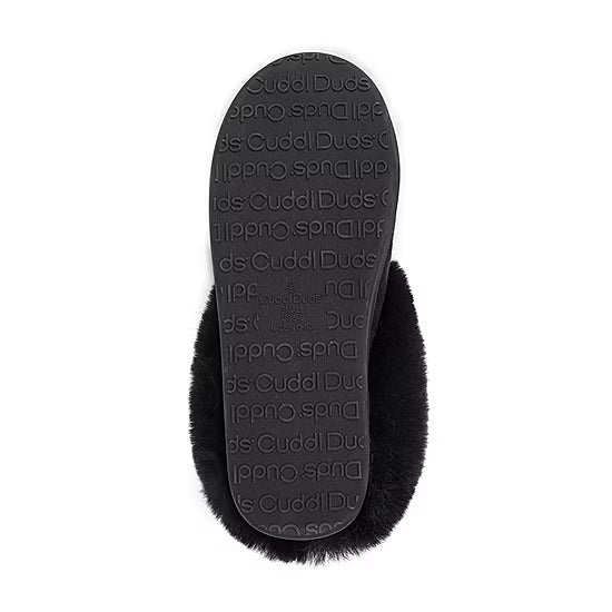 Women's Cuddl Duds Faux Fur Lined Clog Slippers - Black - Small (5/6) - NWT
