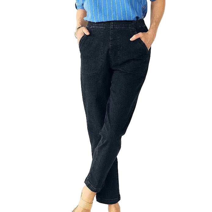 Croft & Barrow Women's Classic Pull On Jeans 4 Petite Dark Blue NWT