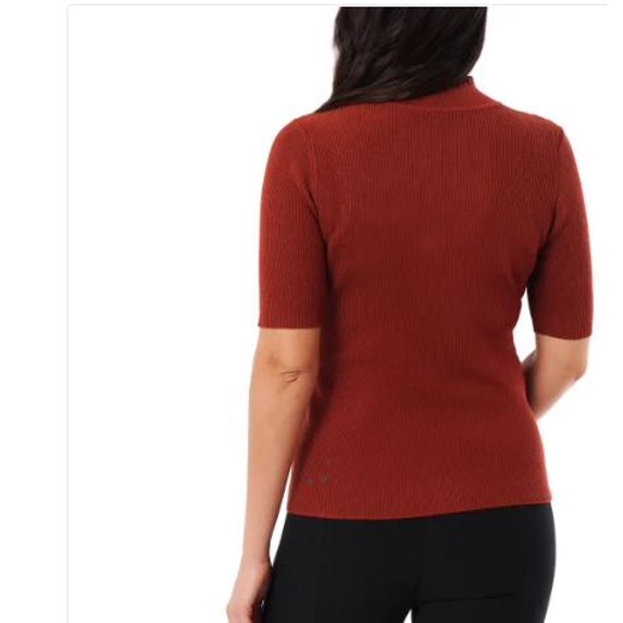 Cyrus Women's Ribbed Mock Neck Top Medium Orange NWT