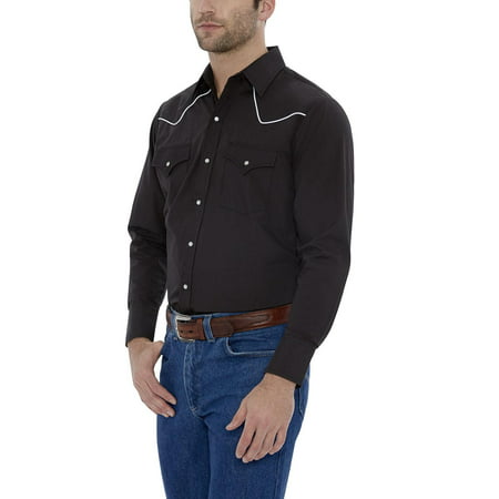 Ely Cattleman Men's Long Sleeve Western Shirt LT Black NWT