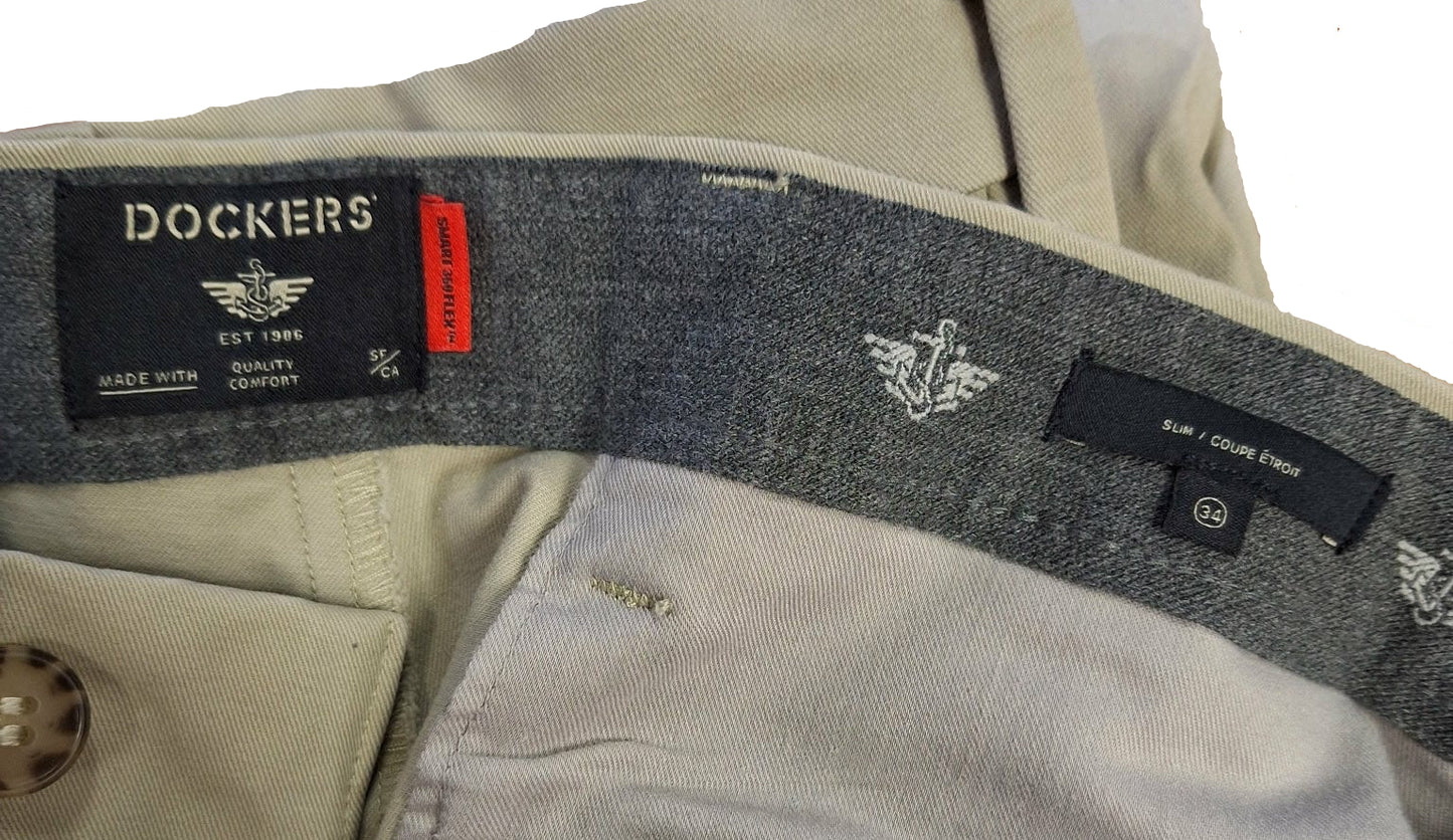 Dockers Men's Smart 360 Flex Slim Fit Pants 34x32 Khaki NWOT