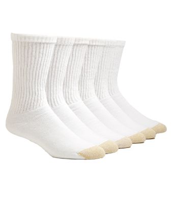 Gold Toe Men's Sport Crew Socks 6 Pair 6-12.5 White MWT
