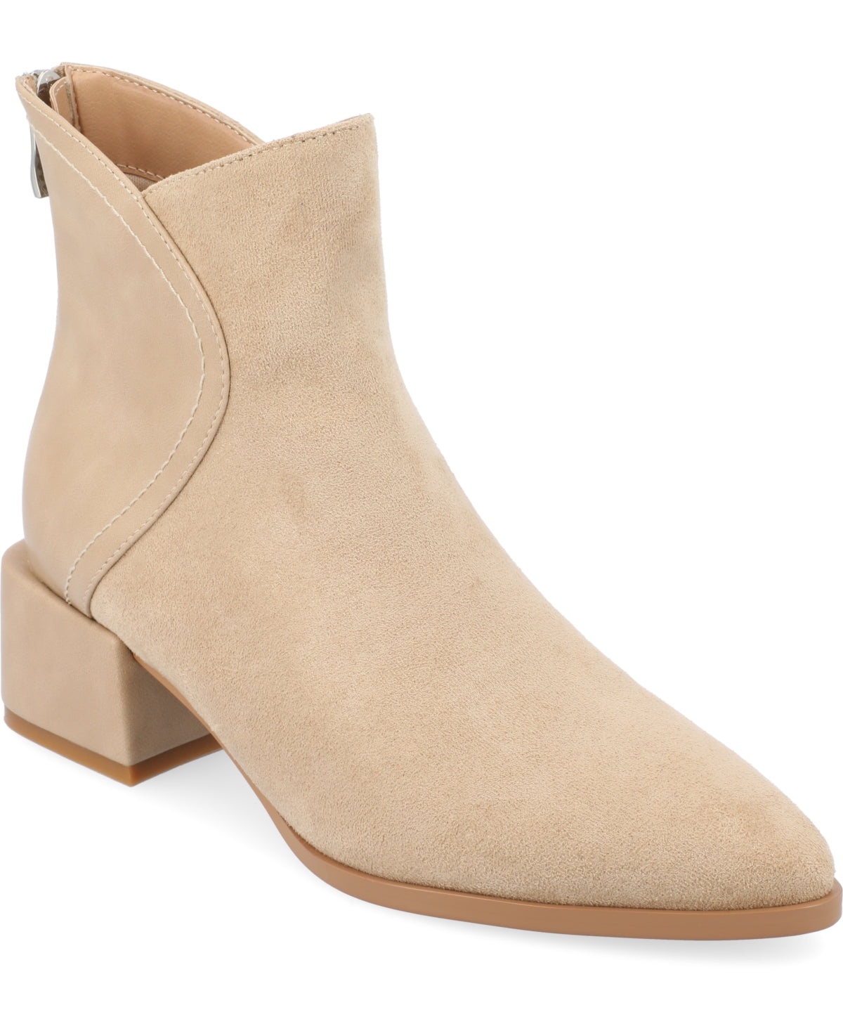 Journee Collection Women's Consuello Block Heel Booties Tan NWOB