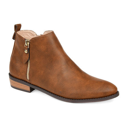 Journee Collection Women's EllisAlmond Toe Block Heel Booties Brown NWOB