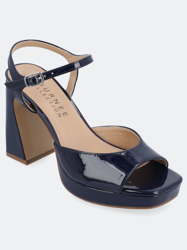 Journee Collection Women's Ziarre Platform Sandals Navy NWOB