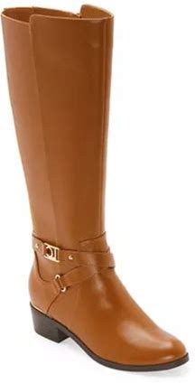 Women's Liz Claiborne Tenny Stacked Heel Riding Boots - Luggage - 5 - NIB