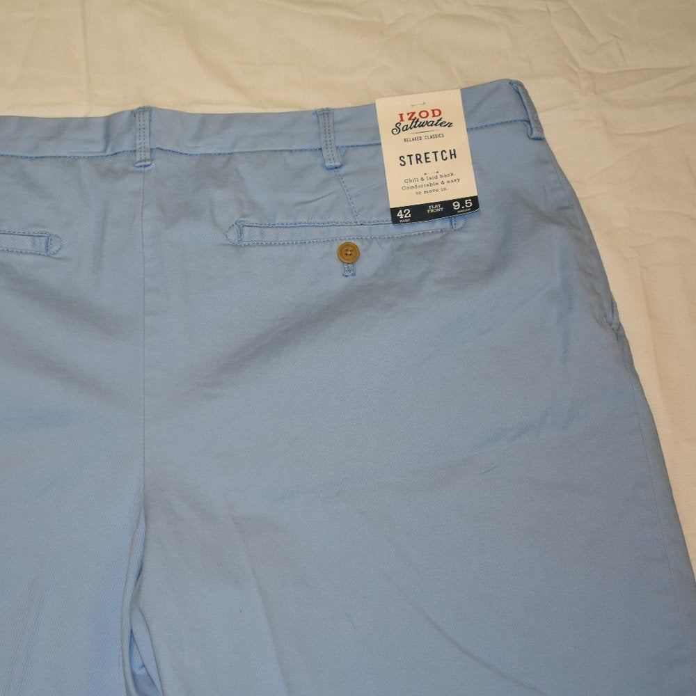 Izod Saltwater Relaxed Stretch Shorts-Blue-NWT