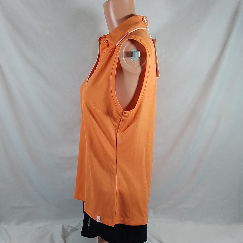 Women's Lady Hagen Cocktail Hour Piped Sleeveless Golf Polo Fresh Mandarin-Sz: M
