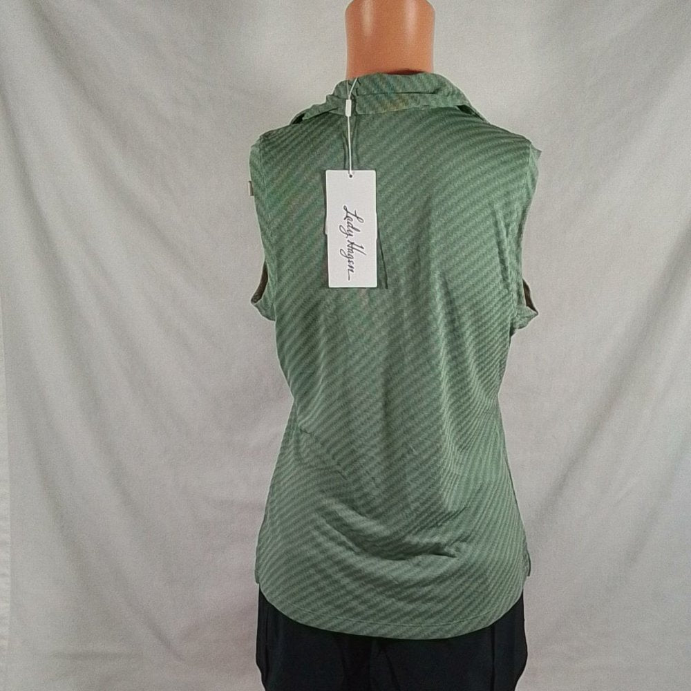 Women's Lady Hagen Desert Getaway Texture Sleeveless Golf Polo Olive- Sz: XS-NWT