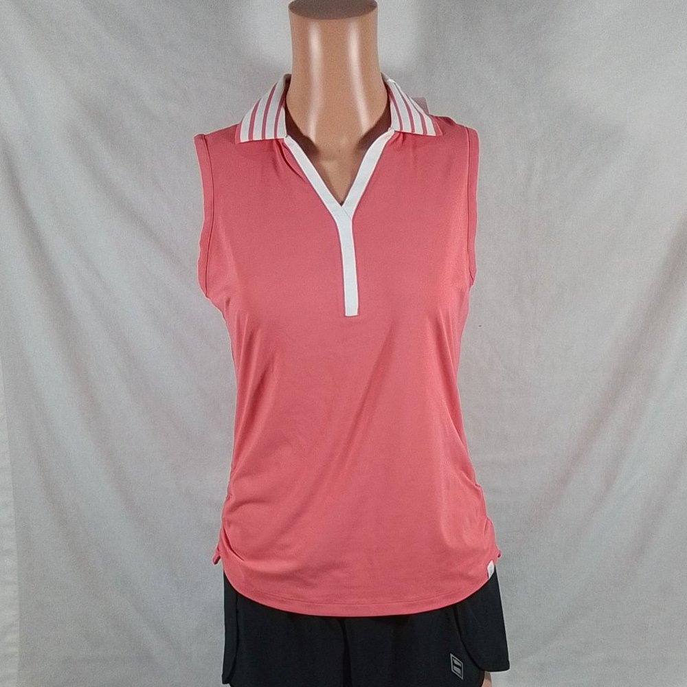 Women's Lady Hagen Desert Getaway Side Ruching Sleeveless Golf Polo Rose Sz: XS
