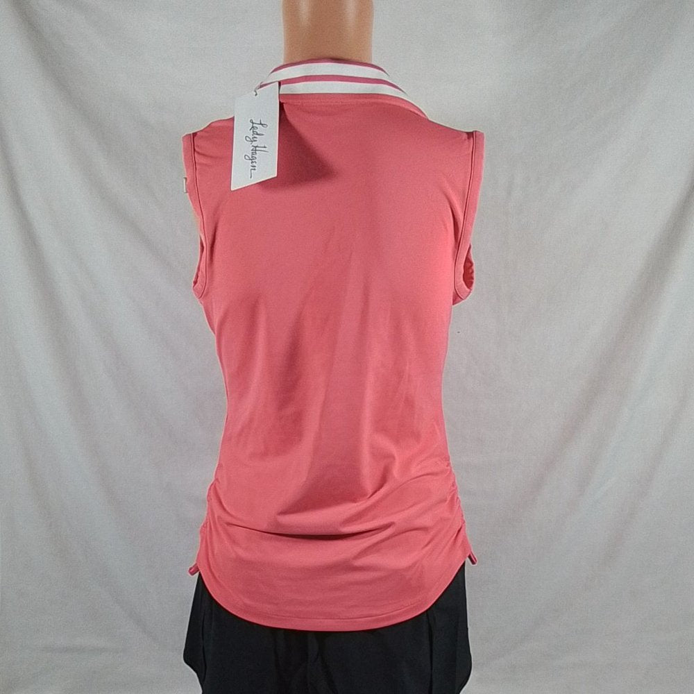 Women's Lady Hagen Desert Getaway Side Ruching Sleeveless Golf Polo Rose Sz: XS