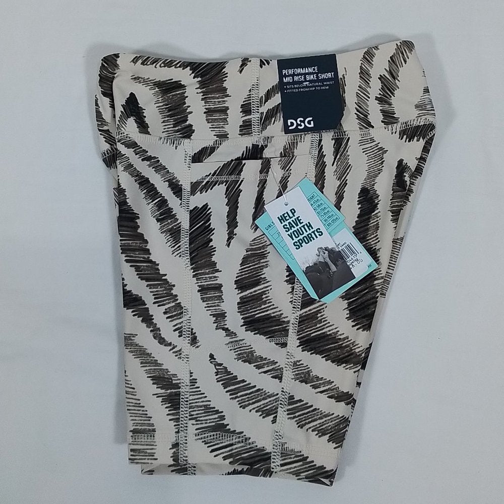 Girl's Mid Rise Bike Short Zebra Light Sand -Size: Small- New with Tags