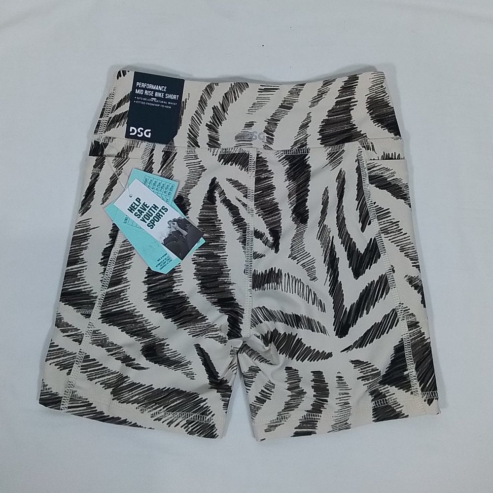 Girl's Mid Rise Bike Short Zebra Light Sand -Size: Small- New with Tags