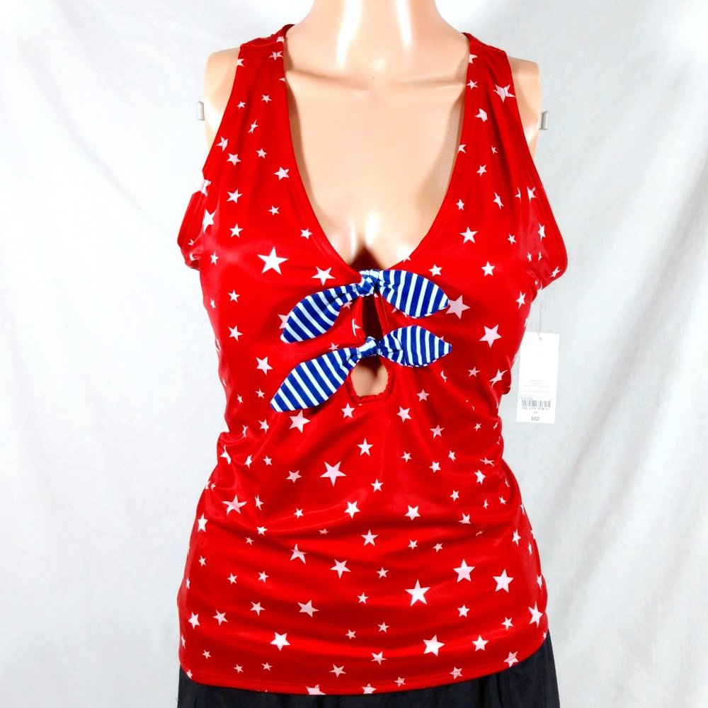 Outdoor Oasis Lined Star Tankini Swimsuit Top-Size 0X-New with Tags