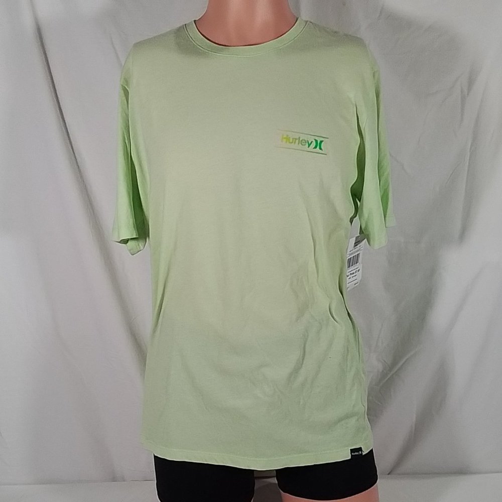 Men's Hurley Everyday Washed One and Only Slashed SS T-Shirt Bright Green-Var Sz