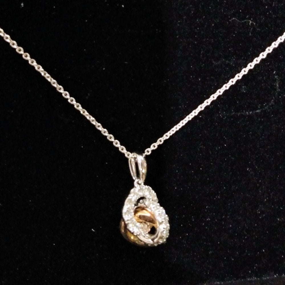 10K White 3/8CT Trinity Necklace with Box(B1)