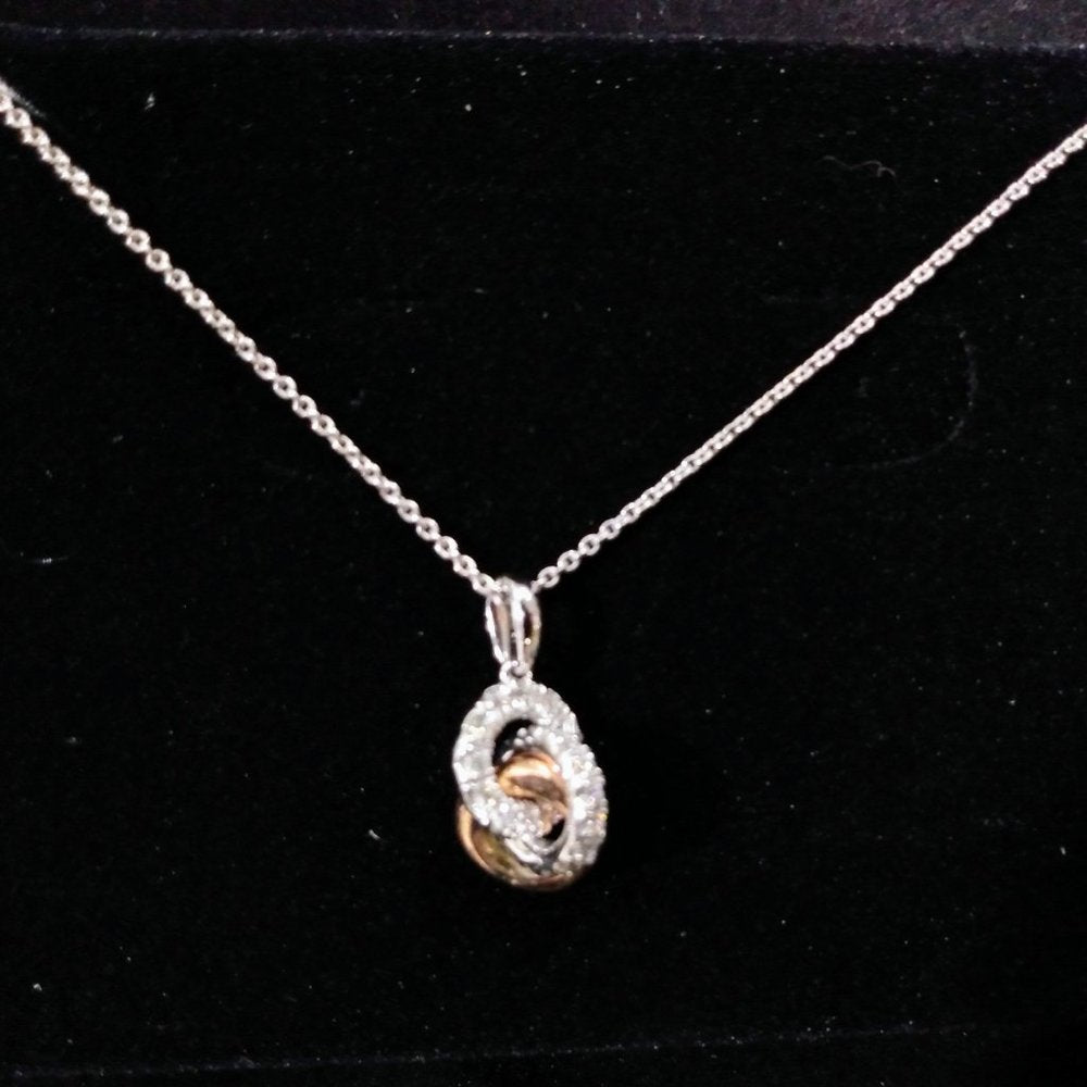 10K White 3/8CT Trinity Necklace with Box(B1)