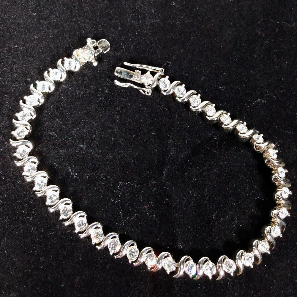Sarafina S-Link Diamond Accent Crystal S-Link Tennis Bracelet(B5)