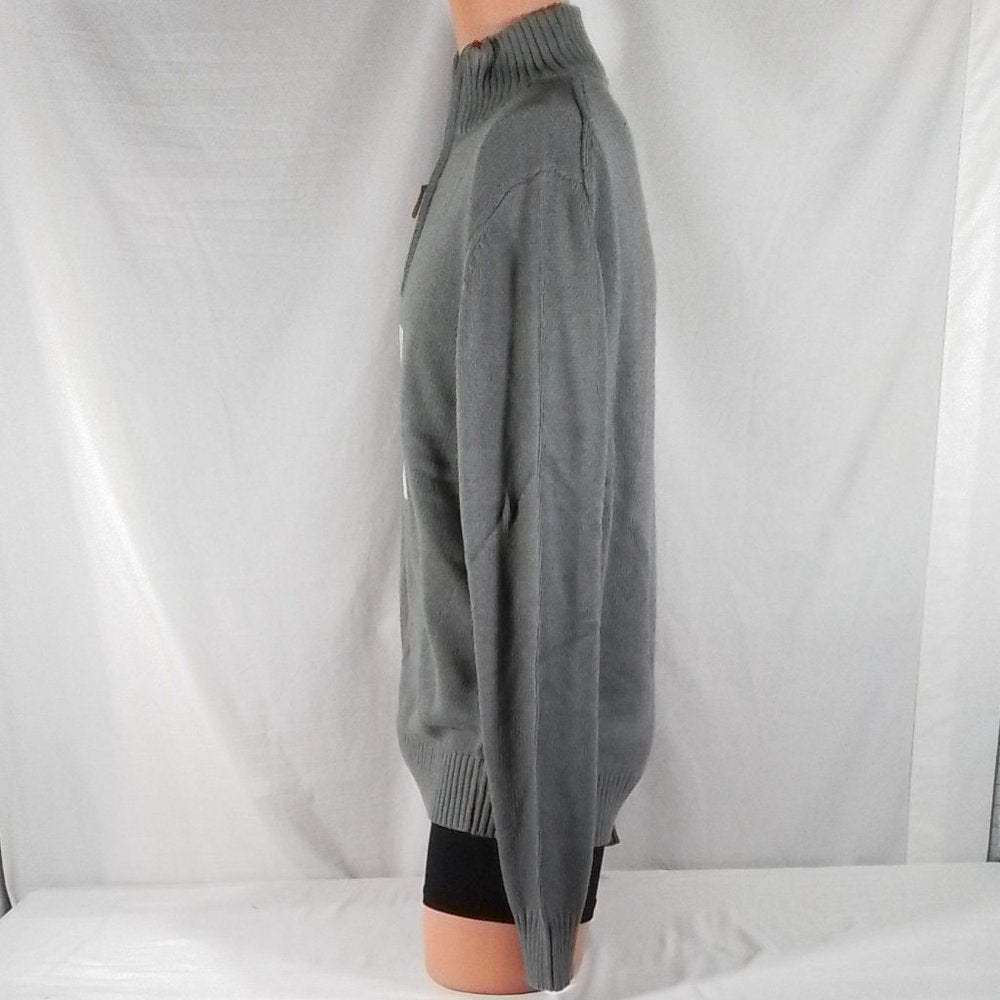 Men's St. John's Bay Quarter Zip Pullover Sweater Gargoyle Gray Size Medium- NWT