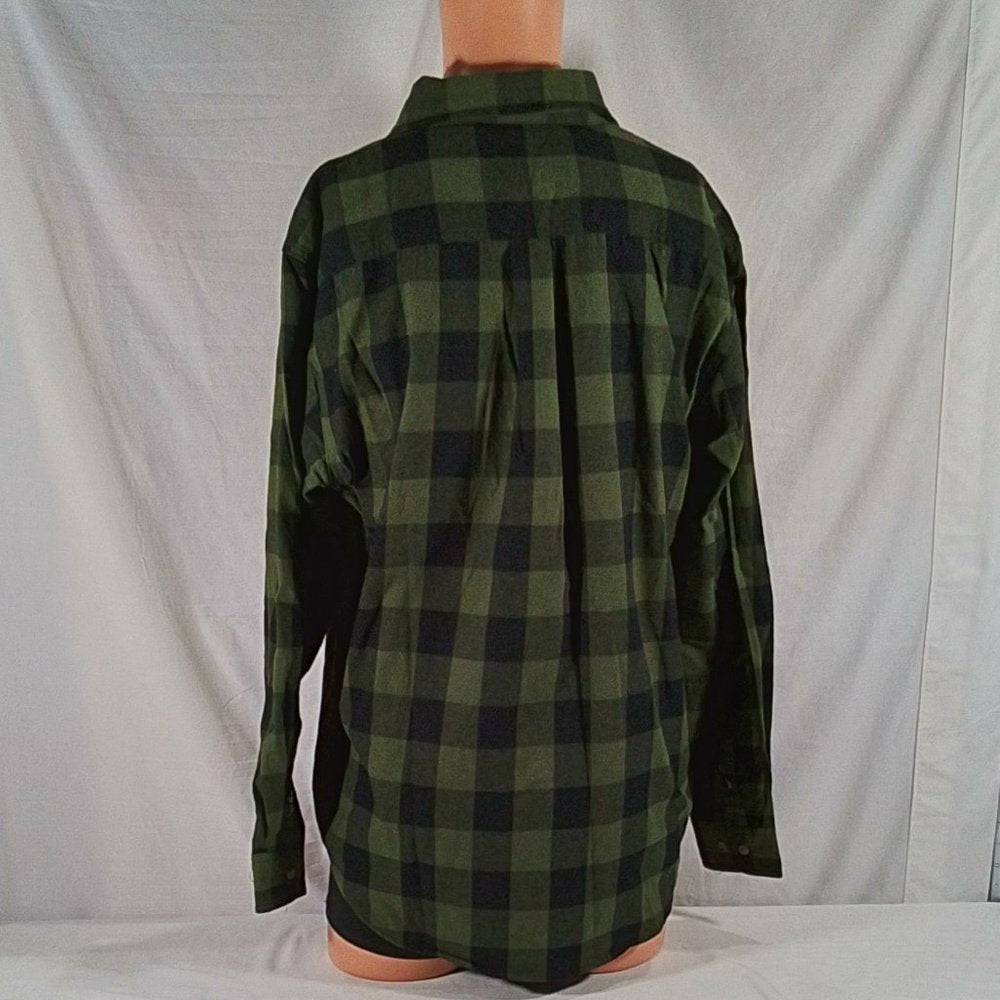 Men's Smith's Workwear Relaxed Fit Buffalo Plaid Flannel Olive & Black Sz:L- NWT