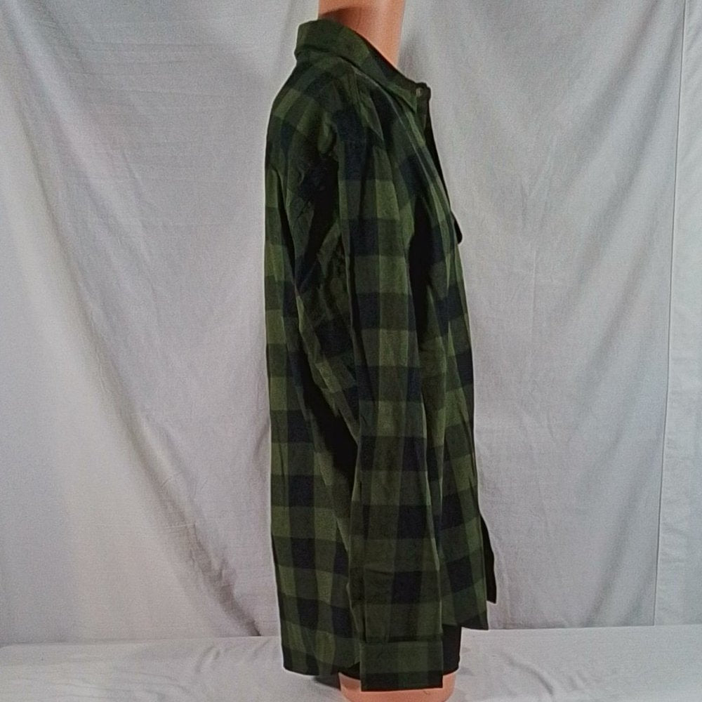 Men's Smith's Workwear Relaxed Fit Buffalo Plaid Flannel Olive & Black Sz:L- NWT