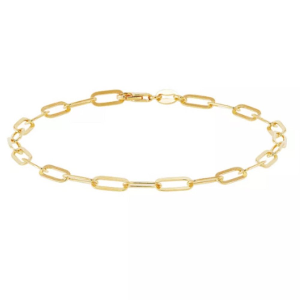 Gilded Silver 18k Gold Over Silver Paper Clip Bracelet