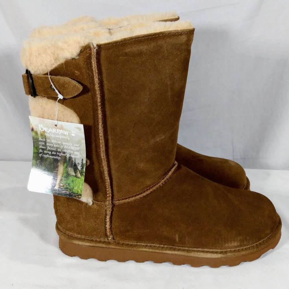 Bearpaw Women's Eloise Faux Fur Winter Boots-Hickory/Champagne-Size 11-NIB