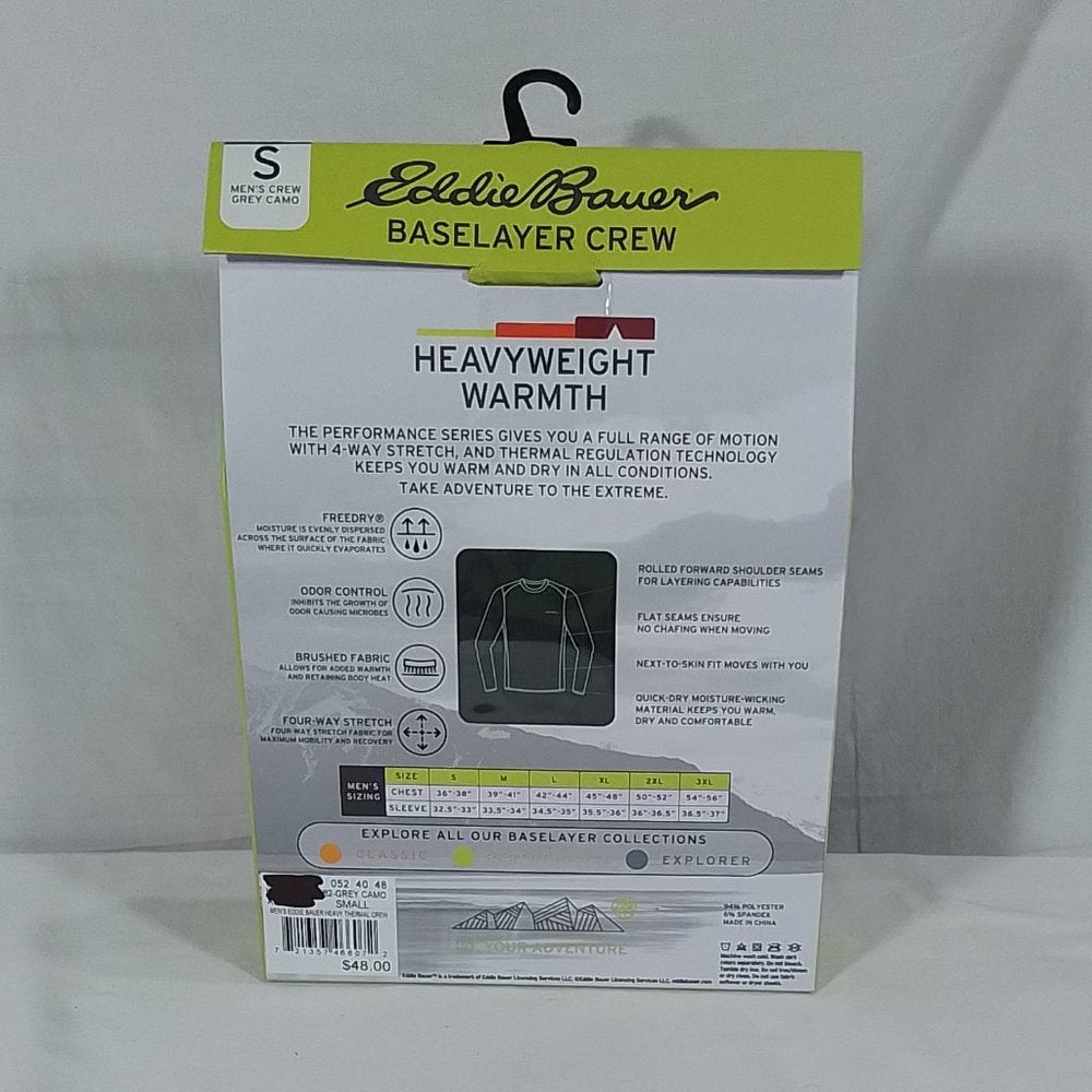 Men's Eddie Bauer Performance Series Crew Grey Camo - Various Sizes - NIB