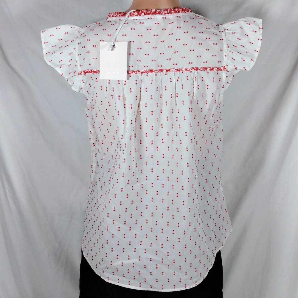 Petite LC Lauren Conrad Ruffle V-Neck Tank-Crafted Red Clip-Various Sizes-NWT