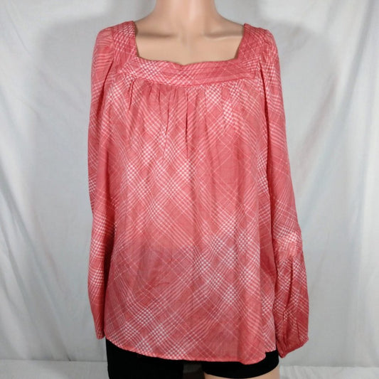Women's LC Lauren Conrad Ruffle Peasant Blouse-XXL-Pink-New with Tags