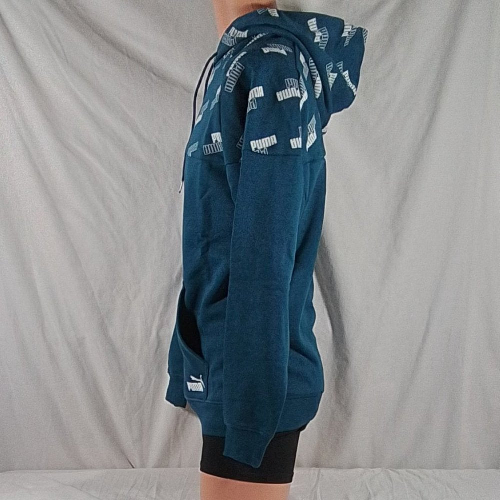 Men's Puma Power Logo Hoodie-Intense Blue/Puma White-S-NWT