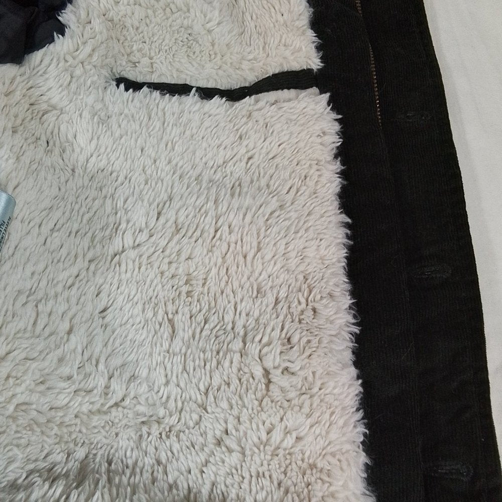 Men's Levi's Corduroy Sherpa-Lined Trucker Jacket With Hood-Olive-S-NWT