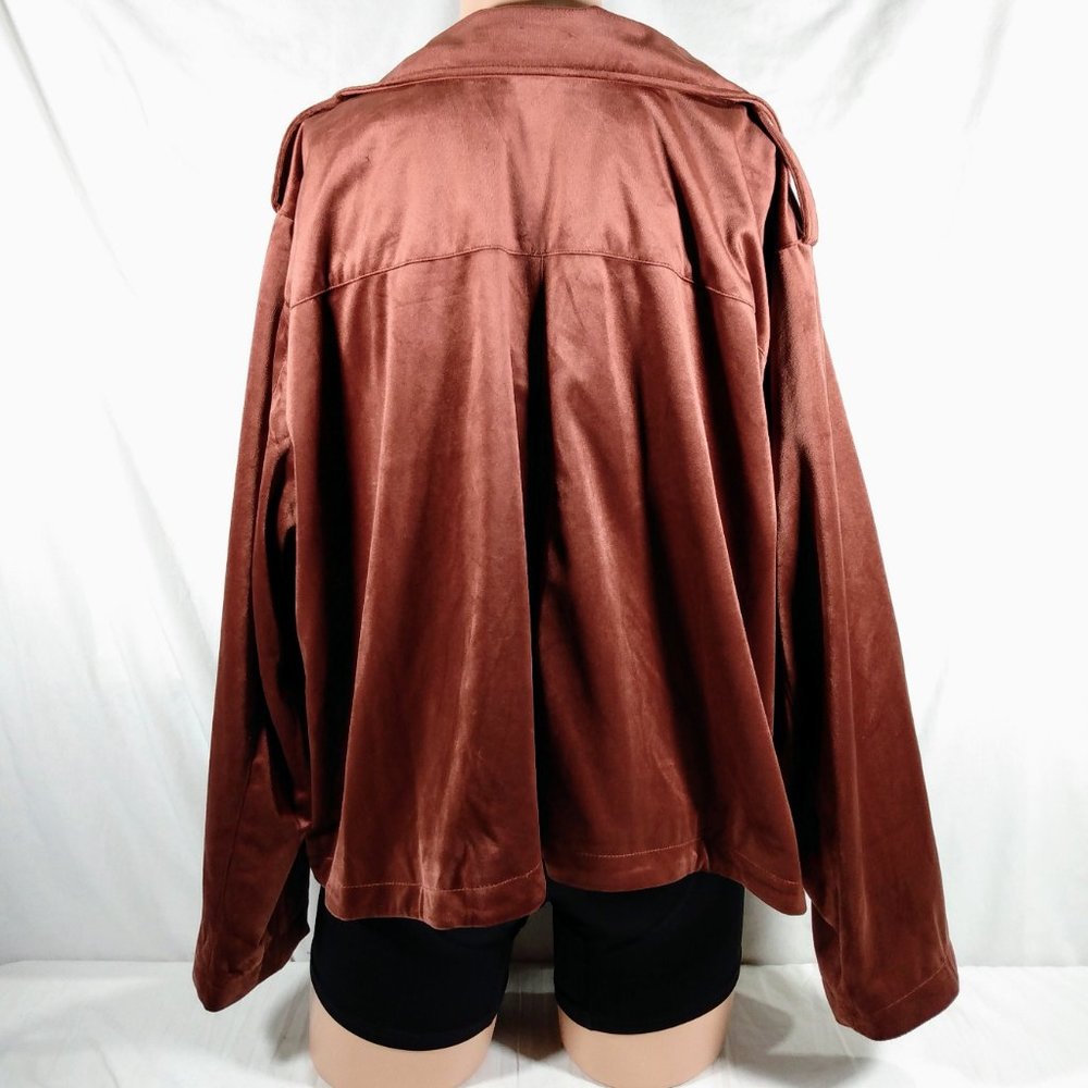 Plus Size LC Lauren Conrad Moto Jacket-4X-Chocolate Burgundy-New with Tags