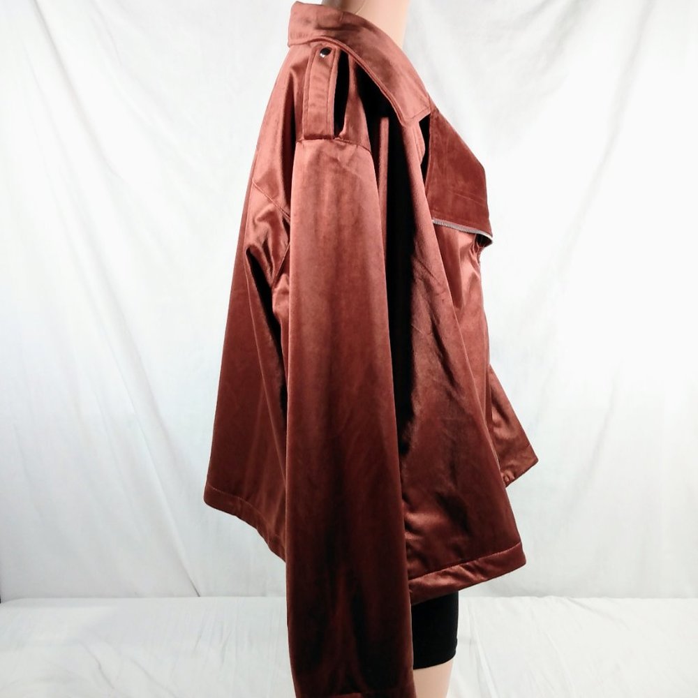 Plus Size LC Lauren Conrad Moto Jacket-4X-Chocolate Burgundy-New with Tags