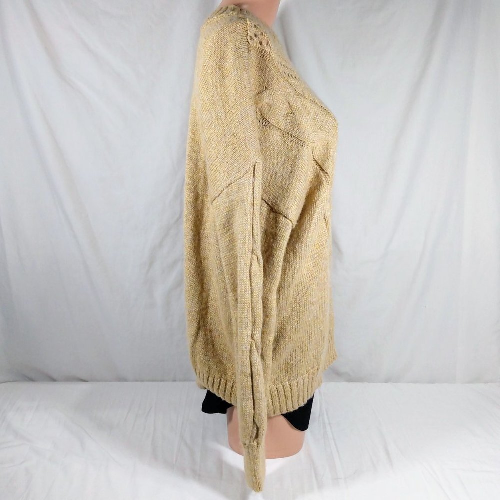 Women LC Lauren Conrad Light Harvest Pullover Braided Sweater-Gold-XXL