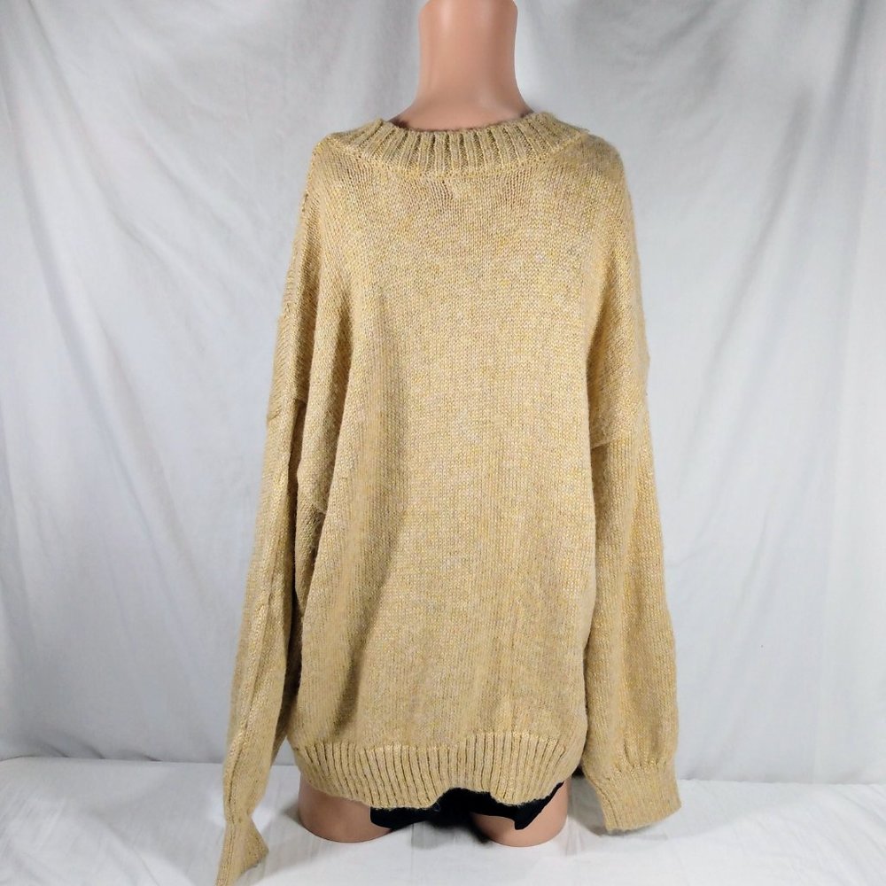 Women LC Lauren Conrad Light Harvest Pullover Braided Sweater-Gold-XXL