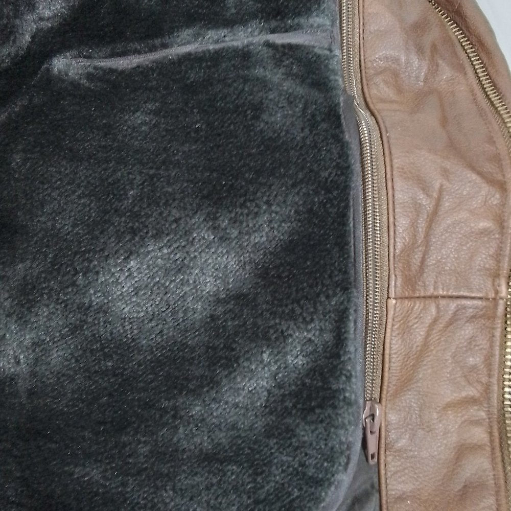 Men's Vintage Leather Nappa Aviator Jacket With Zip Out Lining - Brown - Var. Sz