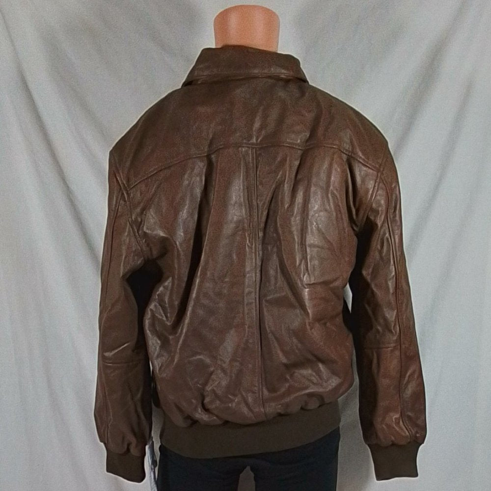 Men's Vintage Leather Nappa Aviator Jacket With Zip Out Lining - Brown - Var. Sz