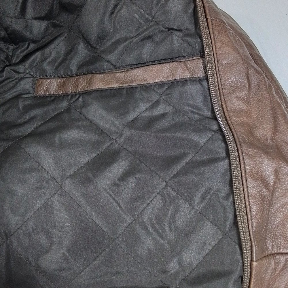 Men's Vintage Leather Nappa Aviator Jacket With Zip Out Lining -L- Brown
