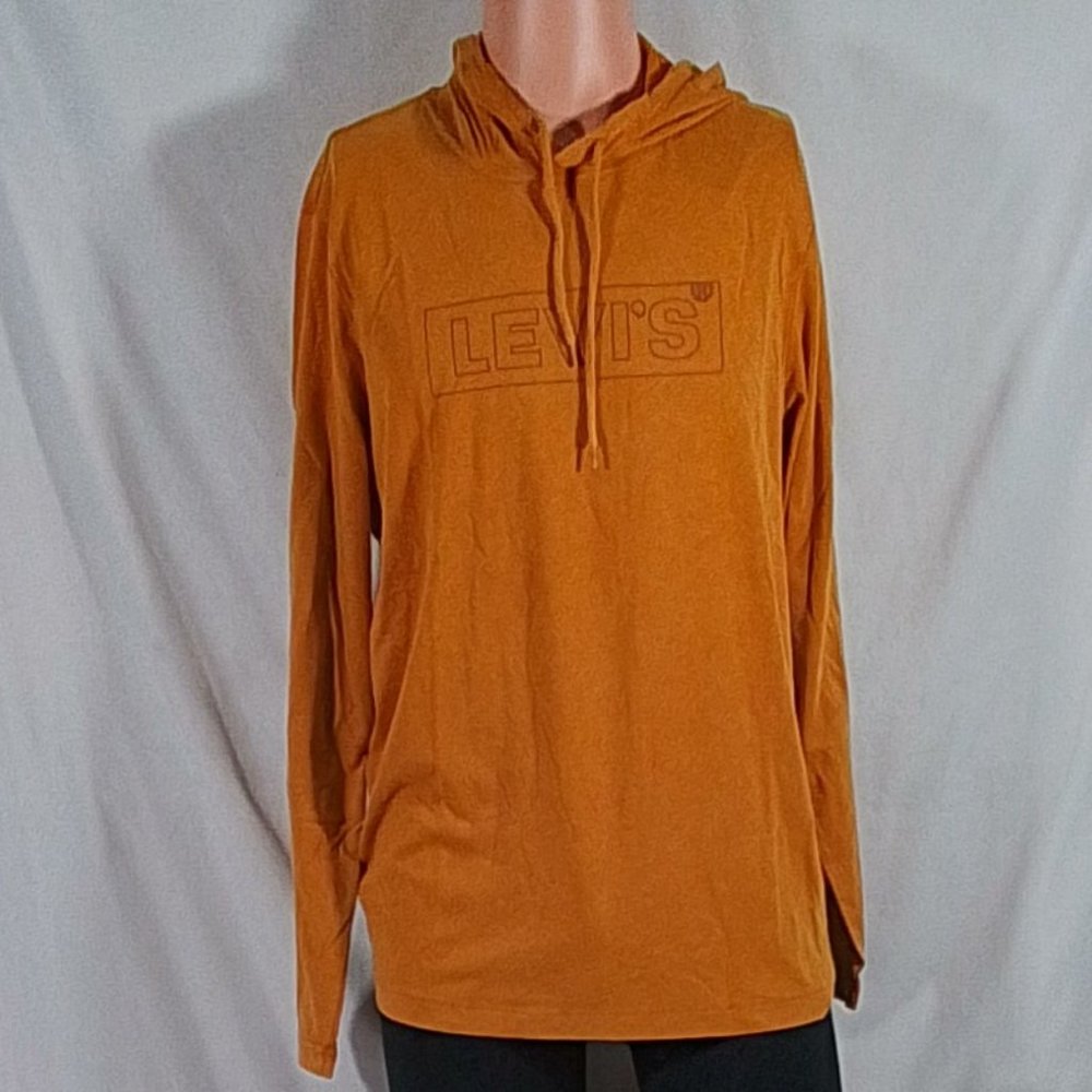 Men's Levi's Long Sleeve Logo Hooded T-Shirt - Mineral Orange - Var Szs - NWT