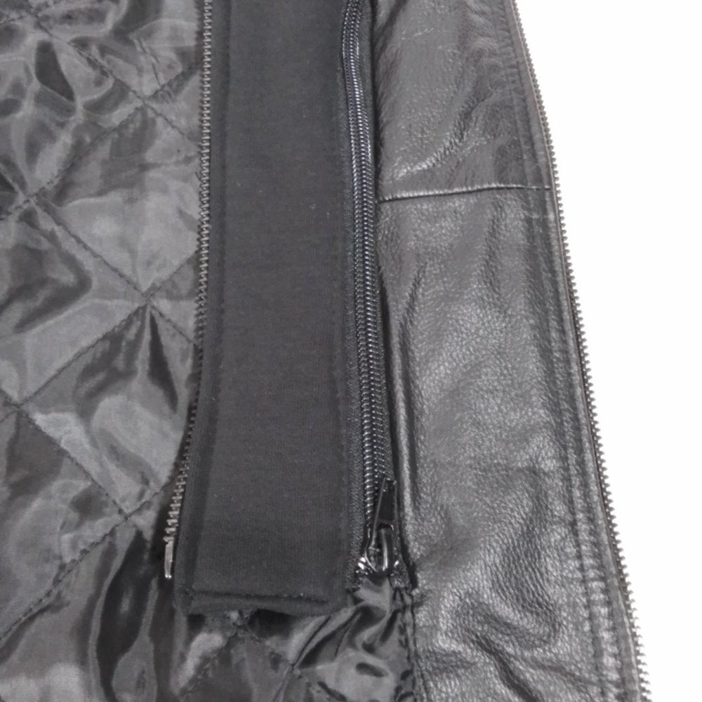 Men's Vintage Leather Racing Jacket With Detachable Hood - Var Sz - NWT
