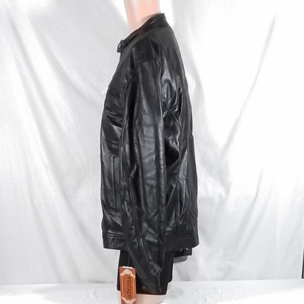 Men's Vintage Leather Nappa Racing Jacket - Black - Medium - NWT