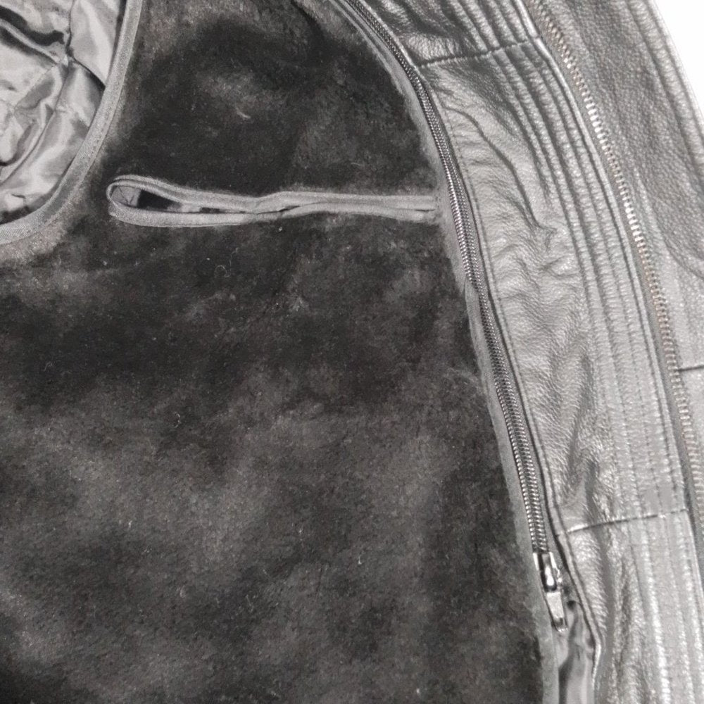 Men's Vintage Leather Bomber Jacket - Black - XL - NWT