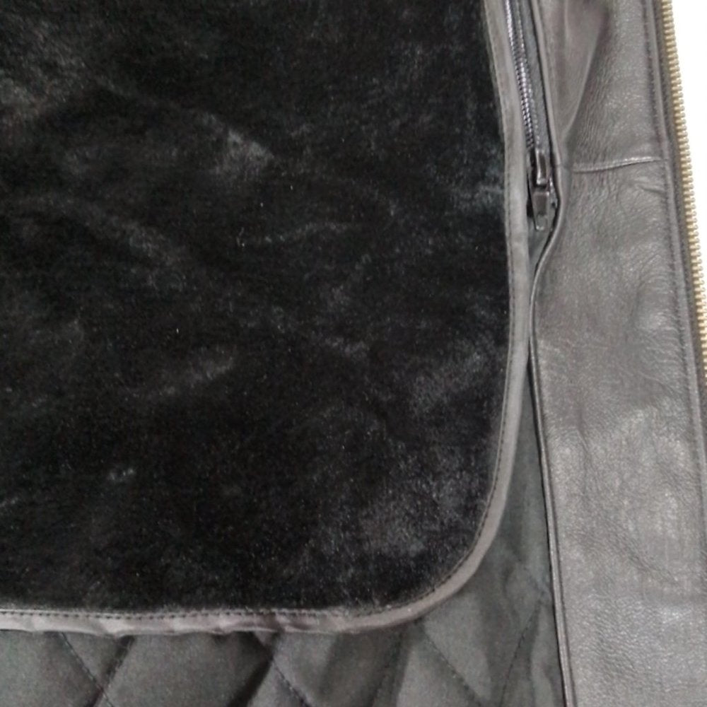 Men's Vintage Leather Big & Tall Lambskin Jacket - Black - 5XL - NWT