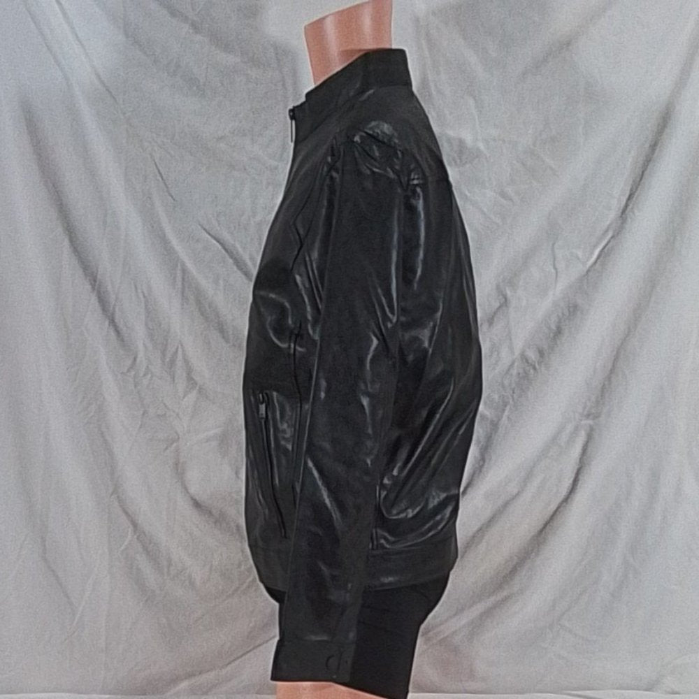 Men's Dockers Pebbled Faux-Leather Racer Jacket - Black - Small - NWOT