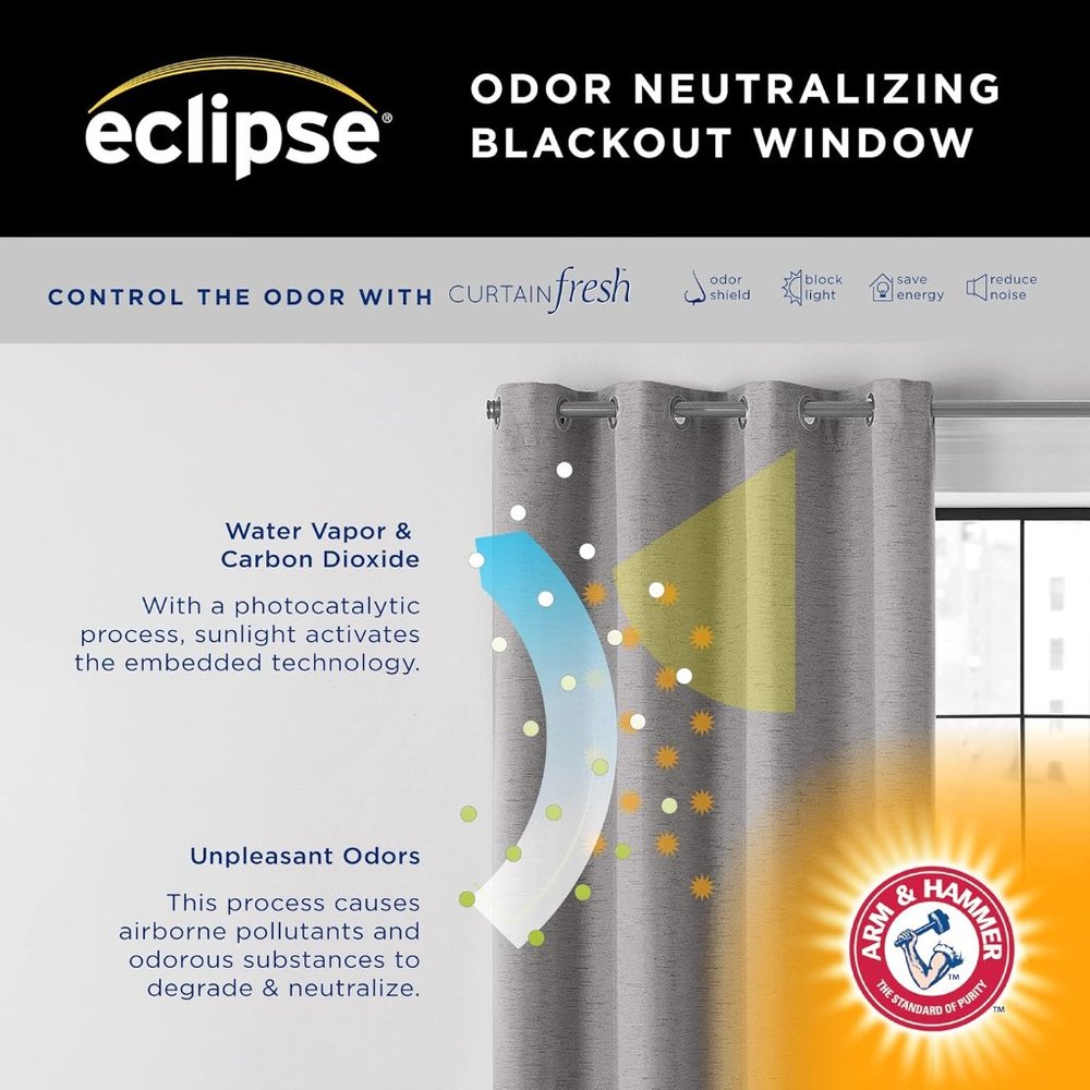 Eclipse Arm & Hammer Odor Neutralizing Blackout Curtain (1 Panel) - 50"x95"