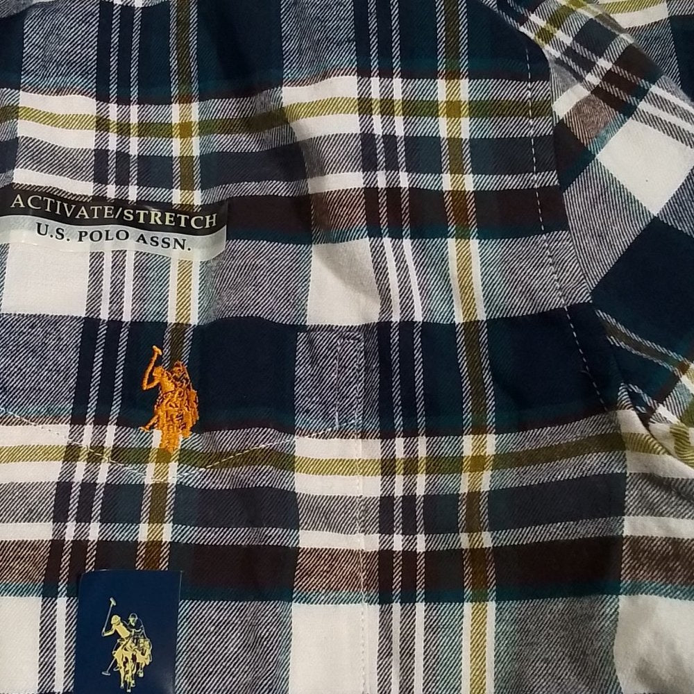 Men's U.S. Polo Assn. LS Plaid Button-Down Shirt - Navy - Var Szs - NWT