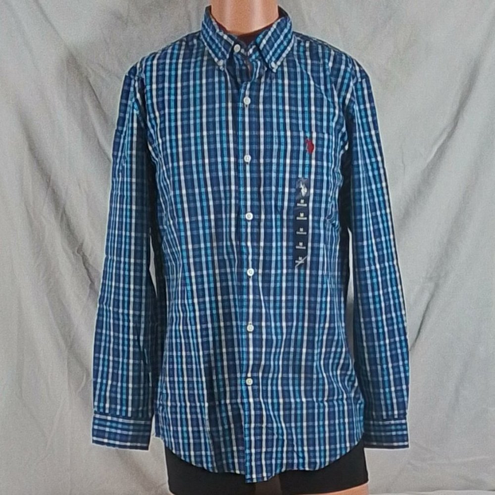 Men's U.S. Polo Assn. Classic Fit LS Button Down - Navy Plaid - Var Szs - NWT